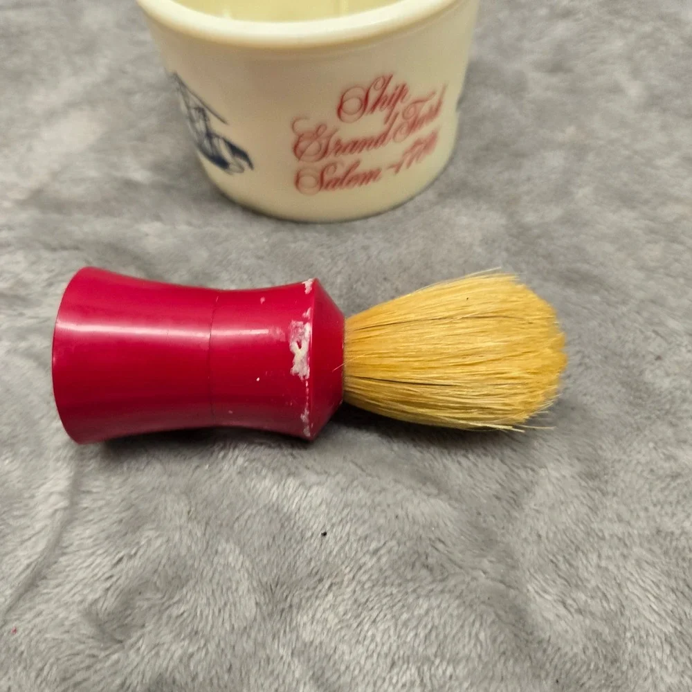 Vintage Old Spice Shulton Shaving Mug Ship Grand Turk Salem 1786 with Brush Set